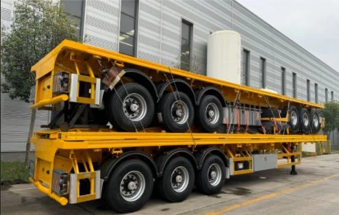 China Customizable Truck Trailer 3 Axle 70 Ton Load Flat Bed Semi Trailers